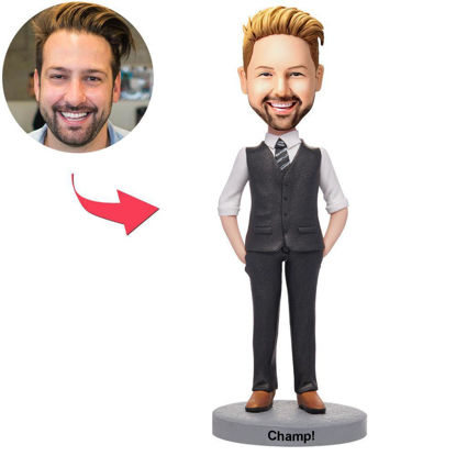 Image de Bobbleheads personnalisés: homme habillé formellement | Bobbleheads personnalisés pour la personne spéciale comme une idée cadeau unique ｜ Meilleure idée cadeau pour l'anniversaire, Thanksgiving, Noël, etc.