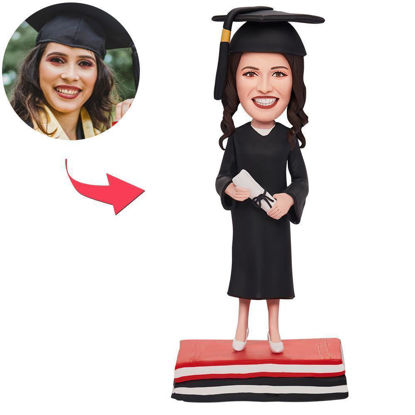 Image de Bobbleheads personnalisés: Fille de graduation | Bobbleheads personnalisés pour la personne spéciale comme une idée cadeau unique ｜ Meilleure idée cadeau pour l'anniversaire, Thanksgiving, Noël, etc.