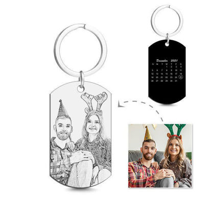 Afbeeldingen van Engraved Photo Calendar Keychain Christmas Gift - Custom Photo Keychain - Engraved Key Chain - Pet Lover Gift Father's Day