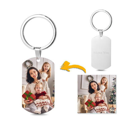 Afbeeldingen van Photo Tag Key Chain With Engraving Memorial For Christmas - Custom Photo Keychain - Engraved Key Chain - Pet Lover Gift Father's Day