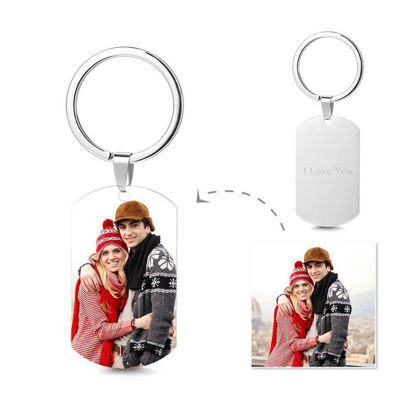 Afbeeldingen van Photo Tag Key Chain With Engraving Text As Christmas Gift - Custom Photo Keychain - Engraved Key Chain - Pet Lover Gift Father's Day