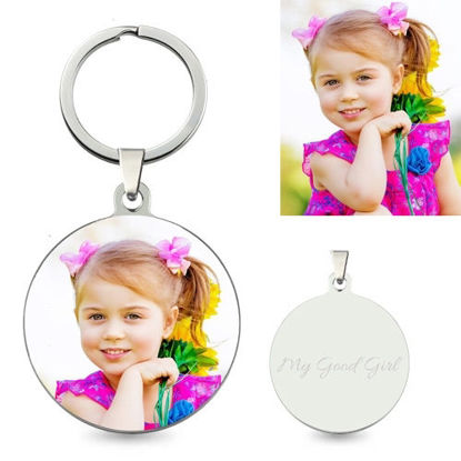 Afbeeldingen van Personalized Colorful Round Pendant Photo Keychain Stainless Steel - Custom Photo Keychain - Engraved Key Chain - Pet Lover Gift Father's Day