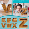 Picture of Personalized Wooden Piggy Bank for Kids Boys Girls - Large Piggy Banks 26 English Alphabet Letter-W - Transparent Money Saving Box
