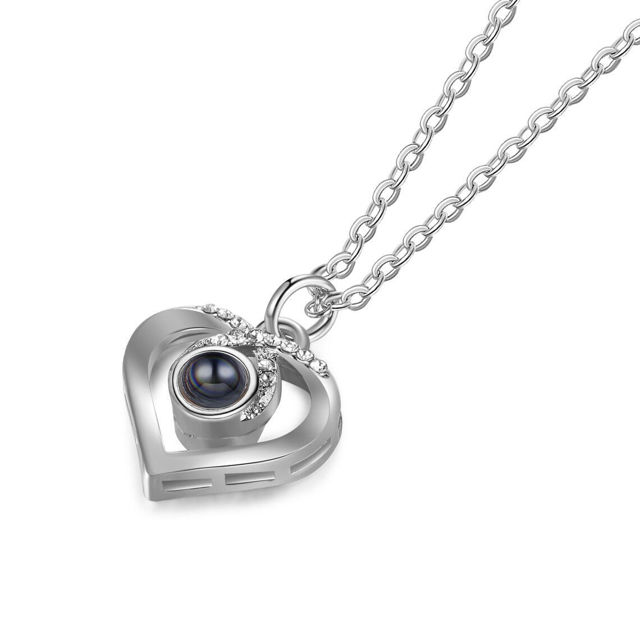 Picture of Projection Engraved  Love Heart Necklace Perfect Gift One Hundred Languages Jewelry