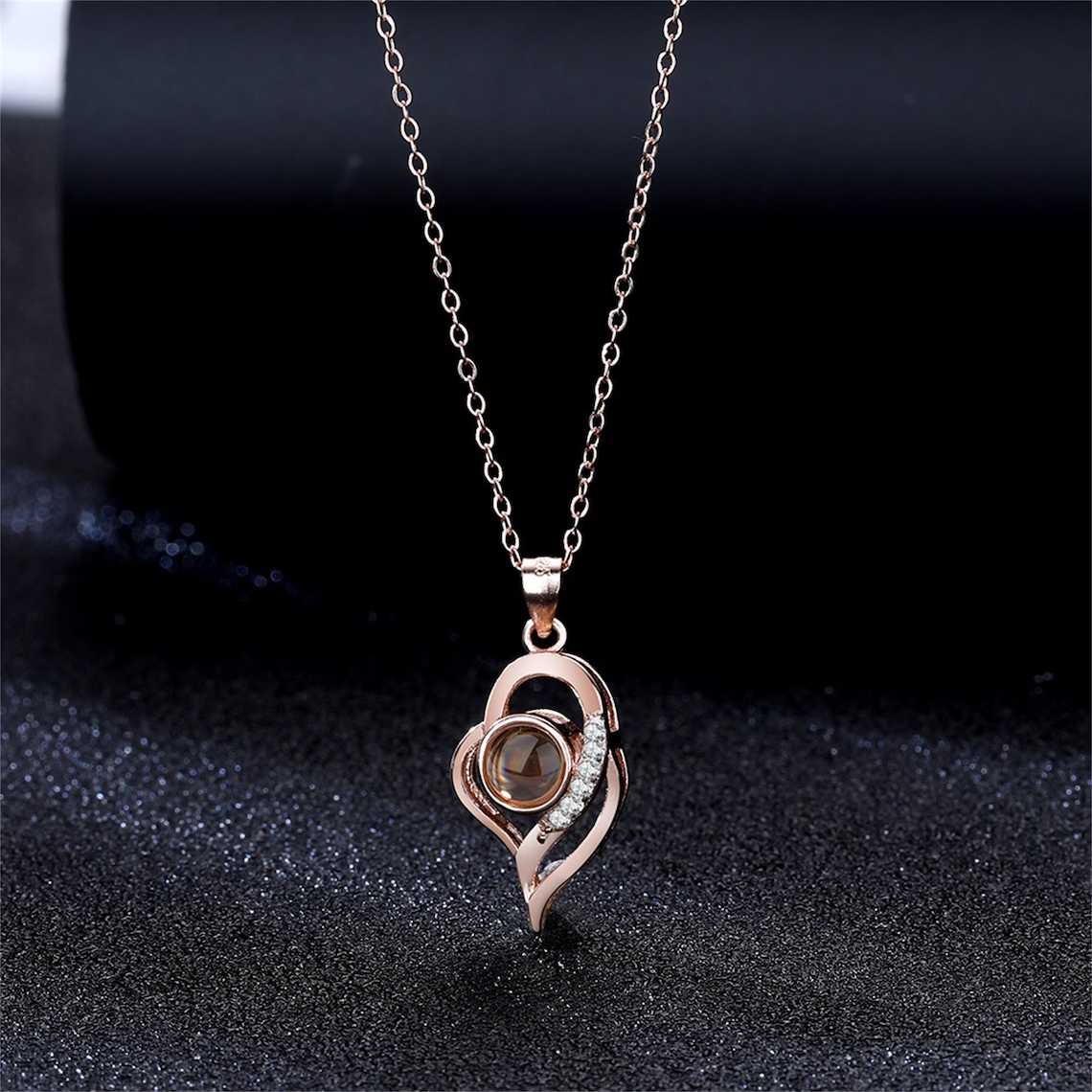 Projection Engraved Heart Photo Necklace Perfect Gift One Hundred 