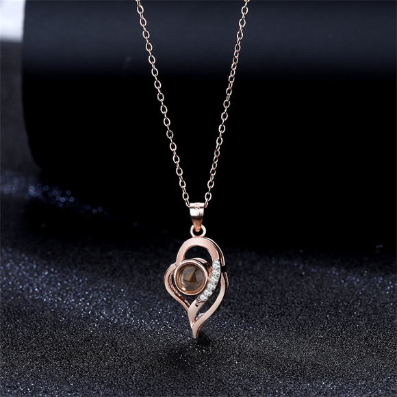 Picture of Projection Engraved Heart Photo Necklace Perfect Gift One Hundred Languages Jewelry