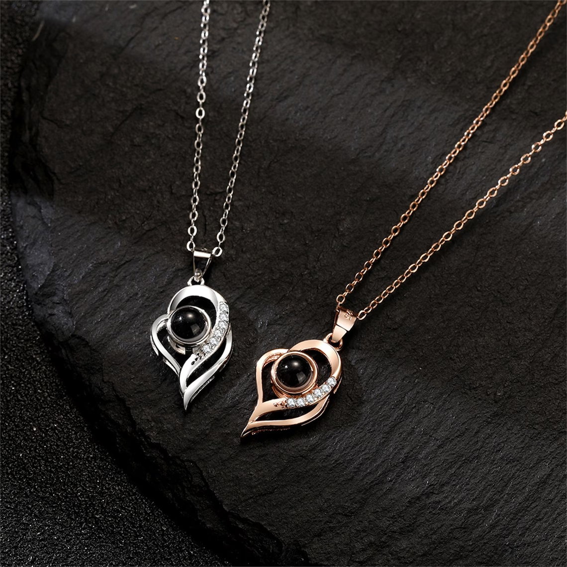 Projection Engraved Heart Photo Necklace Perfect Gift One Hundred ...