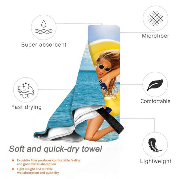 Imagen de Foto personalizada Toalla de playa Toalla de playa personalizada Regalo personalizado para vacaciones de verano