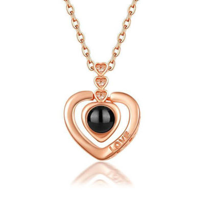 Image de Collier Photo Personnalisé La Mémoire de l'Amour Nanotechnologie Pendentifs - Cadeau Parfait Bijoux Cent Langues - Collier Photo Personnalisé en Argent Sterling 925