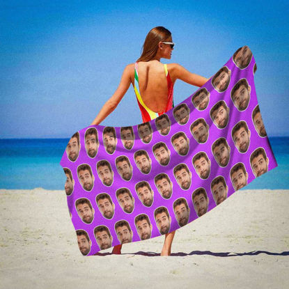Picture of Custom Photo Face Beach Towel Face Towel, Best Friend Gift