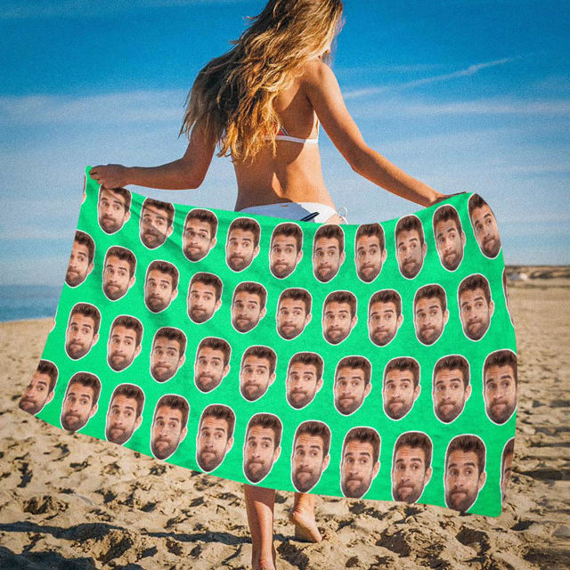 Picture of Custom Photo Face Beach Towel Face Towel, Best Friend Gift