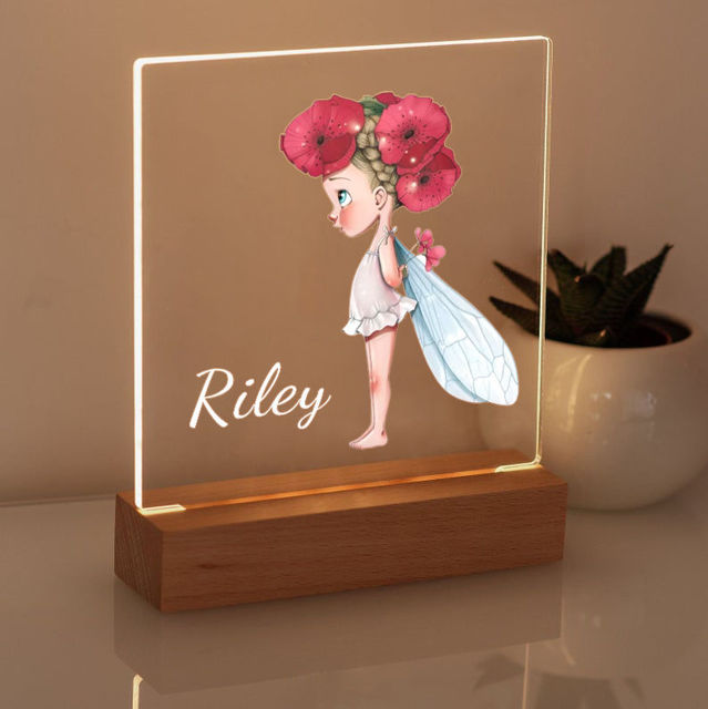 Picture of Shy Flower Fairy Night Light - Personalized It With Your Kid's Name