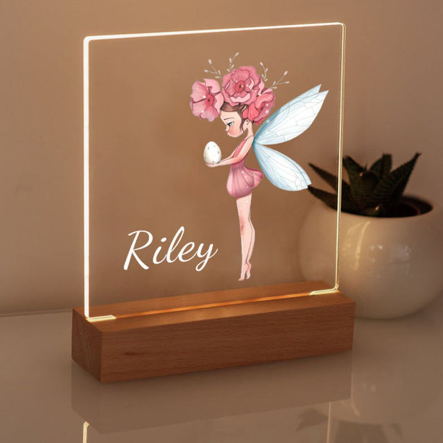 Picture of Flower Fairy Holding An Egg Night Light - Personalized It With Your Kid's Name