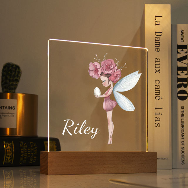 Picture of Flower Fairy Holding An Egg Night Light - Personalized It With Your Kid's Name