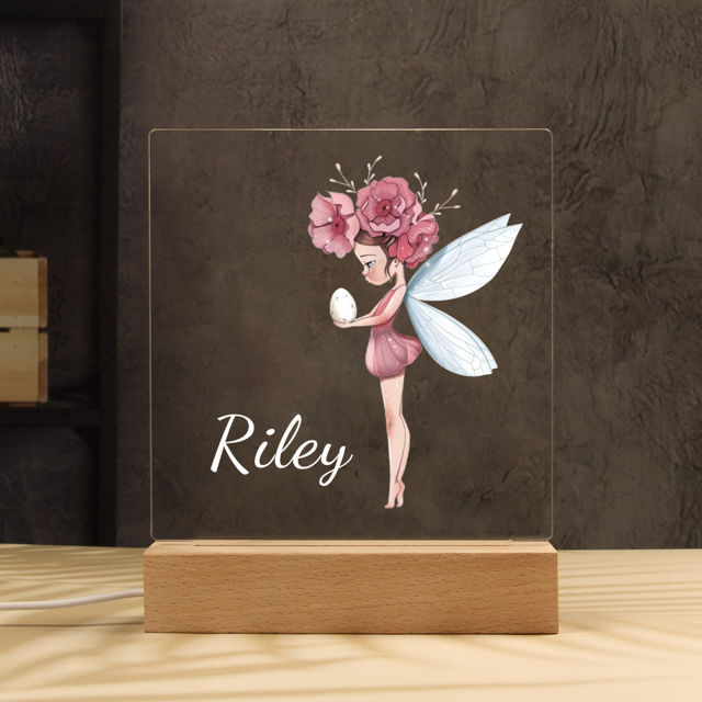 Picture of Flower Fairy Holding An Egg Night Light - Personalized It With Your Kid's Name