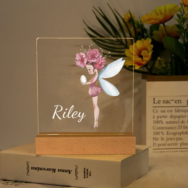 Picture of Flower Fairy Holding An Egg Night Light - Personalized It With Your Kid's Name