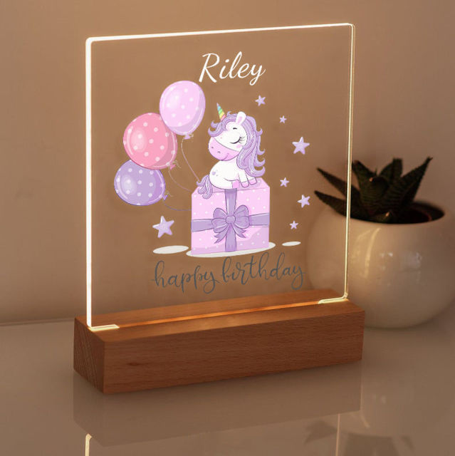 Picture of Birthday Unicorn Night Light - Personalized It With Your Kid's Name