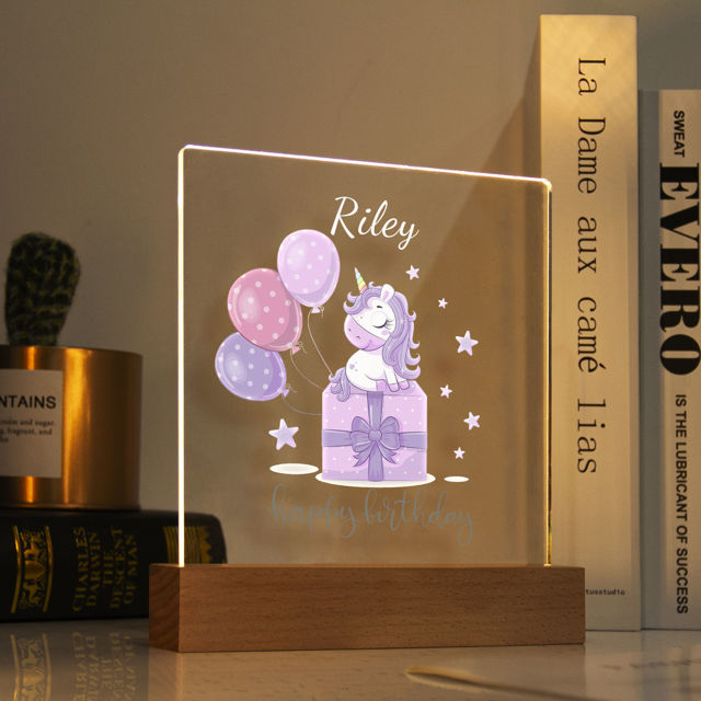 Picture of Birthday Unicorn Night Light - Personalized It With Your Kid's Name