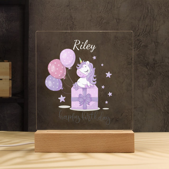 Picture of Birthday Unicorn Night Light - Personalized It With Your Kid's Name