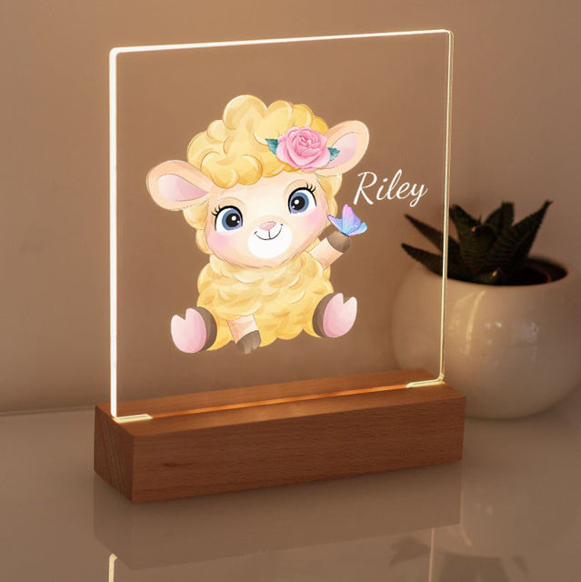 Picture of Yellow Sheep Night Light - Personalized It With Your Kid's Name