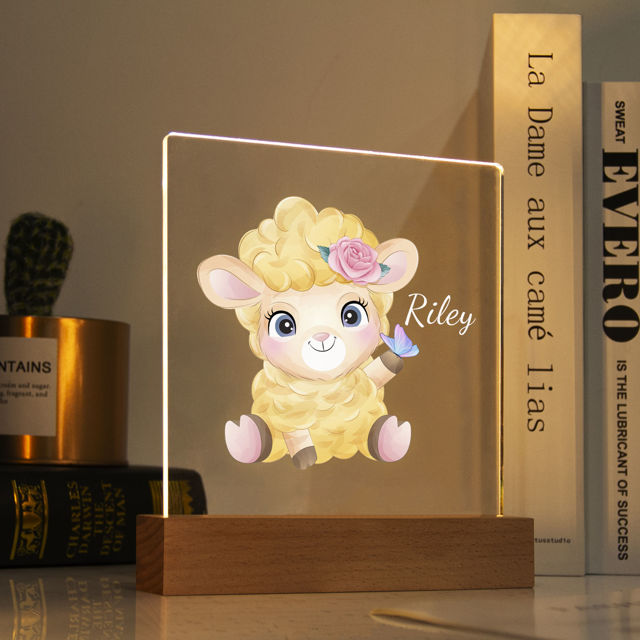 Picture of Yellow Sheep Night Light - Personalized It With Your Kid's Name