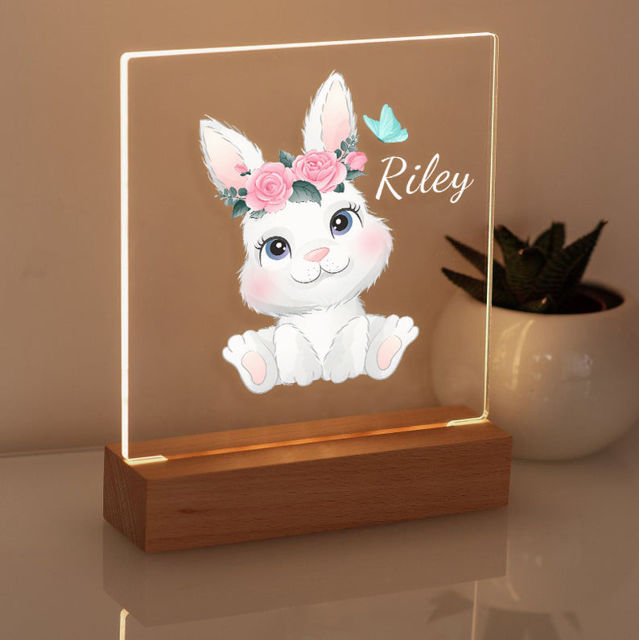 Picture of Sitting Rabbit Night Light - Personalized It With Your Kid's Name