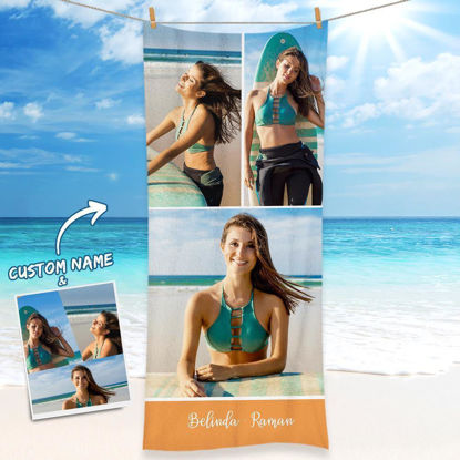 Bild von Kundenspezifisches Foto-Strandtuch Personalisiertes Strandtuch-kundenspezifisches Geschenk für Sommerferien
