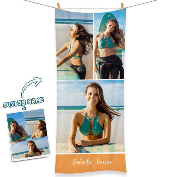 Imagen de Foto personalizada Toalla de playa Toalla de playa personalizada Regalo personalizado para vacaciones de verano