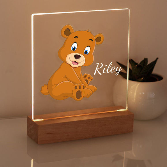 Imagen de Luz nocturna de oso sentado: personalízala con el nombre de tu hijo