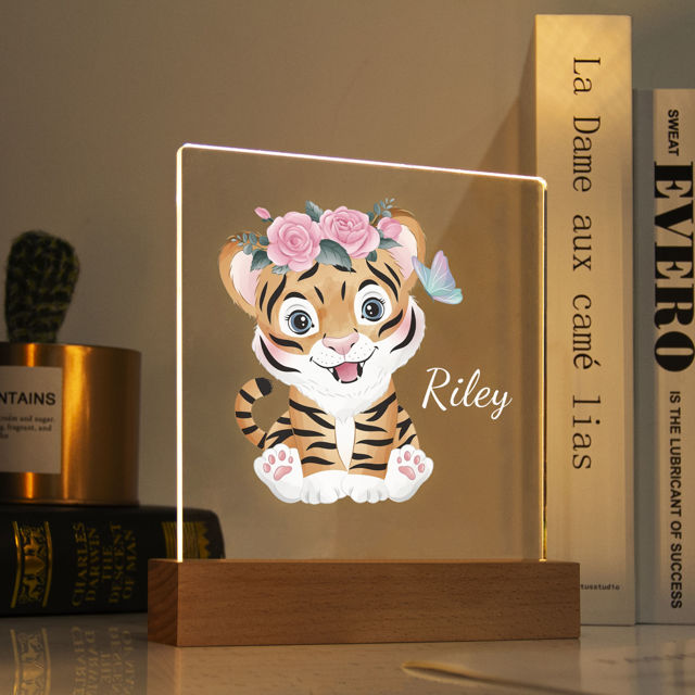 Picture of Sitting Tiger Night Light - Personalized It With Your Kid's Name