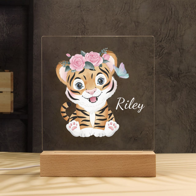 Picture of Sitting Tiger Night Light - Personalized It With Your Kid's Name