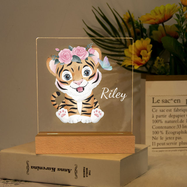 Picture of Sitting Tiger Night Light - Personalized It With Your Kid's Name