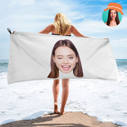 Picture of Custom Photo Bath Towel Gift for Girlfriend or Boyfriend Summer Gift