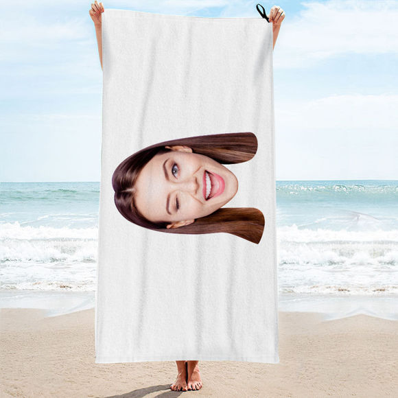Imagen de Toalla de baño con foto personalizada, regalo para novia o novio, regalo de verano