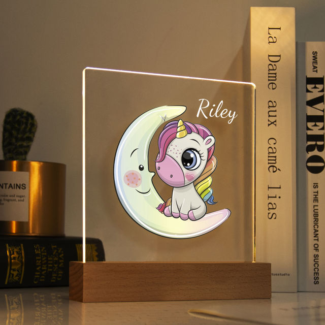 Picture of Moon Unicon Night Light - Personalized It With Your Kid's Name