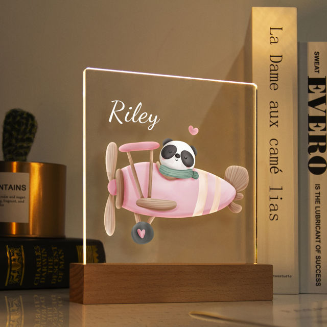 Picture of Panda Plane Night Light - Personalized It With Your Kid's Name