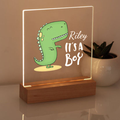 Bild von Dinosaurier-Jungen-Nachtlicht – personalisiert mit dem Namen Ihres Kindes