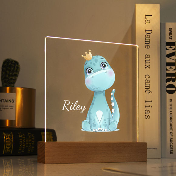 Bild von Blaues Dinosaurier-Nachtlicht – personalisiert mit dem Namen Ihres Kindes