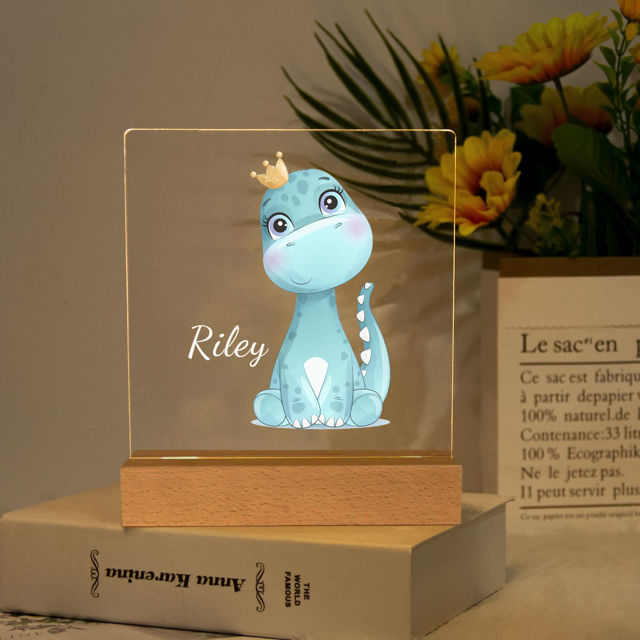 Picture of Blue Dinosaur Night Light -  Personalized It With Your Kid's Name