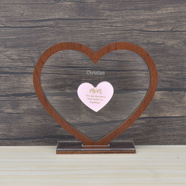 Picture of Personalized Family Puzzle Heart Acrylic Rustic Ornament - Best Gift for Mother's Day