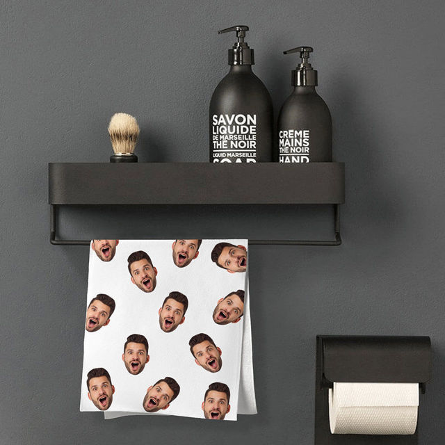 Picture of Custom Faces White Towel Personalized Photo Towel Funny Gift