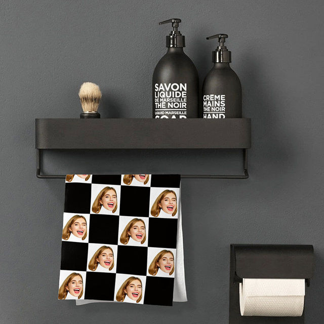 Picture of Custom Face Chess board Towel Personalized Photo Towel Funny Gift