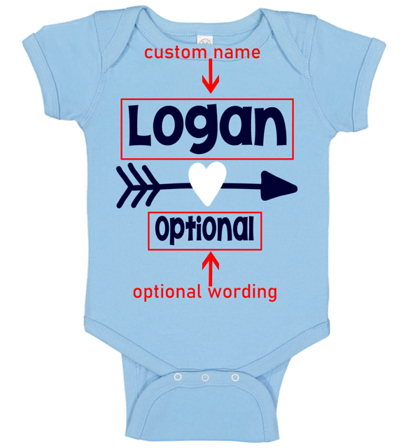 Picture of Custom Baby Clothing Personalized Baby Onesies Infant Bodysuit with Personalized Name Short-Sleeve - Heart Arrow