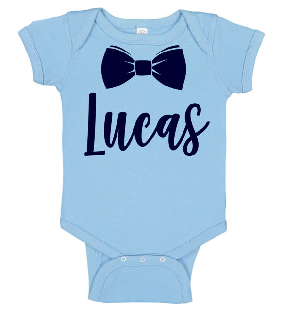 Picture of Custom Baby Clothing Personalized Baby Onesies Infant Bodysuit with Personalized Name Bow Tie Short-Sleeve