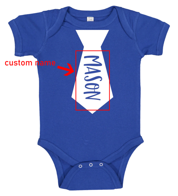 Picture of Custom Baby Clothing Personalized Baby Onesies Infant Bodysuit with Personalized Name Tie Short-Sleeve
