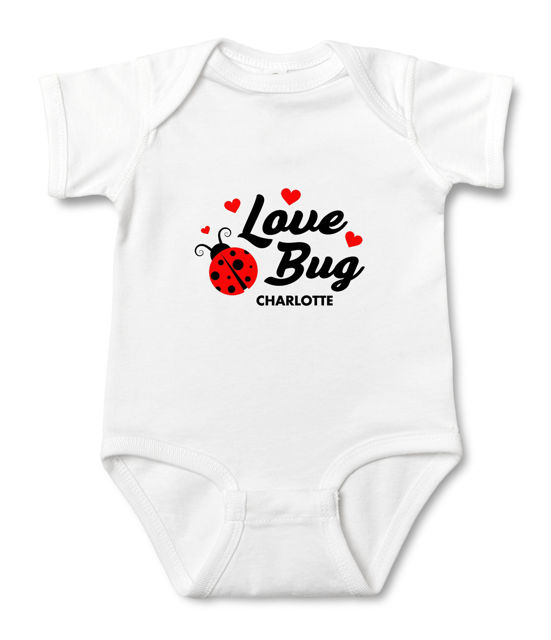 Picture of Custom Baby Clothing Personalized Baby Onesies Infant Bodysuit with Personalized Name Short-Sleeve - Love Bug