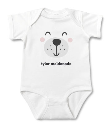 Bild von Benutzerdefinierte Babykleidung Personalisierte Baby Onesies Säuglingsbodysuit mit personalisiertem Namen Kurzarm - Bärengesicht
