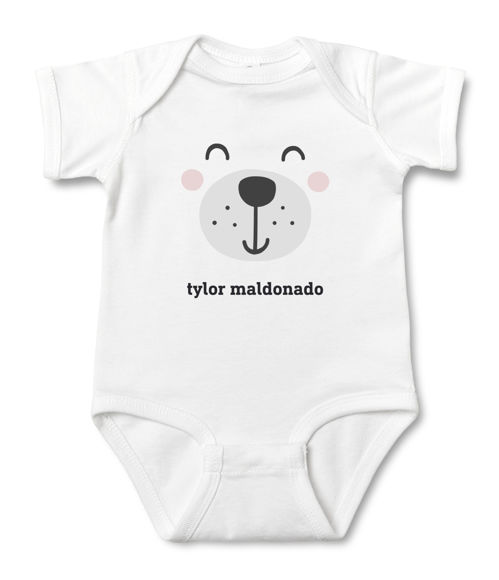 Imagen de Ropa de bebé personalizada Onesies de bebé personalizados Body infantil con nombre personalizado de manga corta - Cara de oso