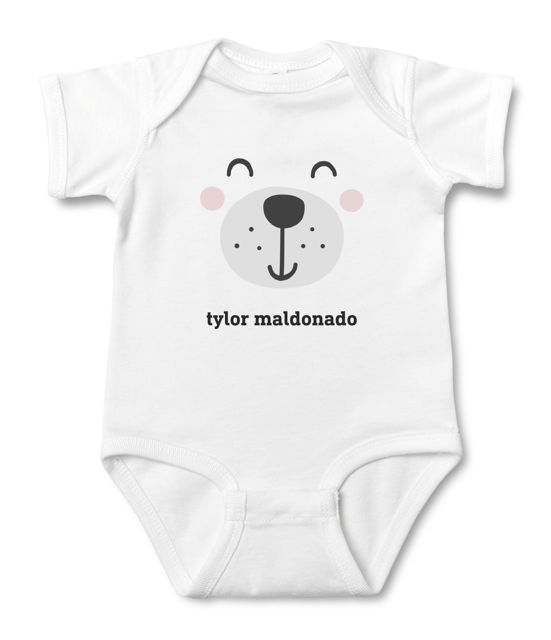Picture of Custom Baby Clothing Personalized Baby Onesies Infant Bodysuit with Personalized Name Short-Sleeve - Bear Face