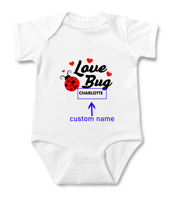 Picture of Custom Baby Clothing Personalized Baby Onesies Infant Bodysuit with Personalized Name Short-Sleeve - Love Bug